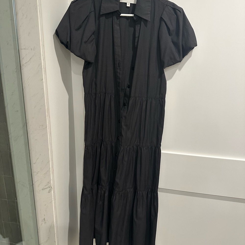 Brochu Walker Black Havana Maxi DressPuff Sleeve. Excellent like new condition